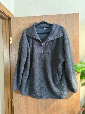 Maurices charcoal gray sherpa zip-up pullover